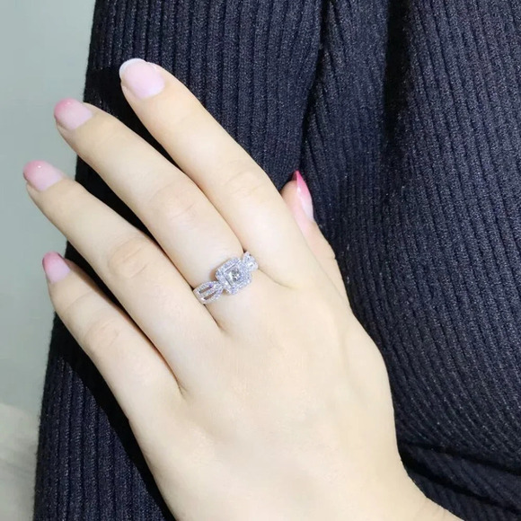 ❤Luxury Clear Gem Zircon Filed Delicate Square Hollow Rings for Women,MARR9031 - Picture 6 of 7